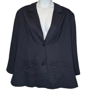 Diane Gilman DG2 Womens Pea Coat Sz 3X Navy Blue Coastal Nautical Preppy Classic